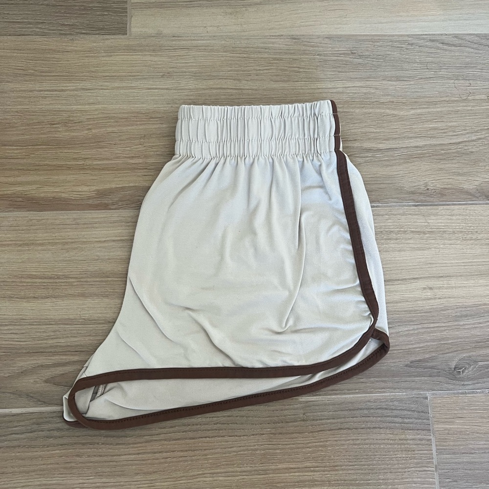 Cream Skirt with Brown Trim